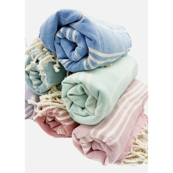 Aubrey personalized Turkish green striped Beach Towel blanket - Picture 16 of 16